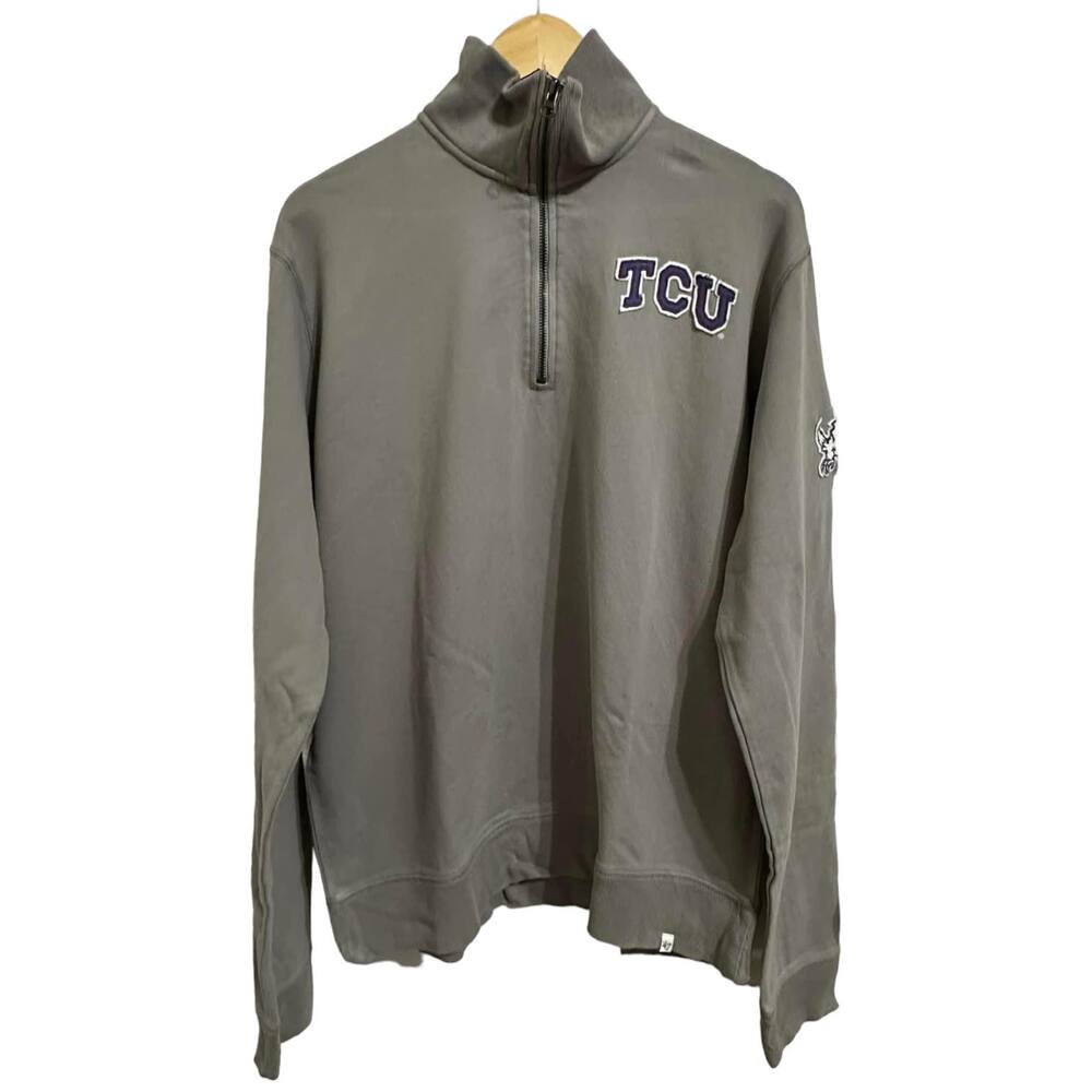 47 Brand TCU Horned Frog Quarter Zip Pullover‎ Shirt High Neck Sweater Size L